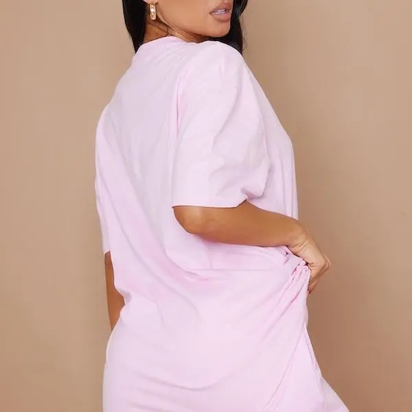 factory custom women Cotton Baby Pink Oversized T-Shirt.jpg