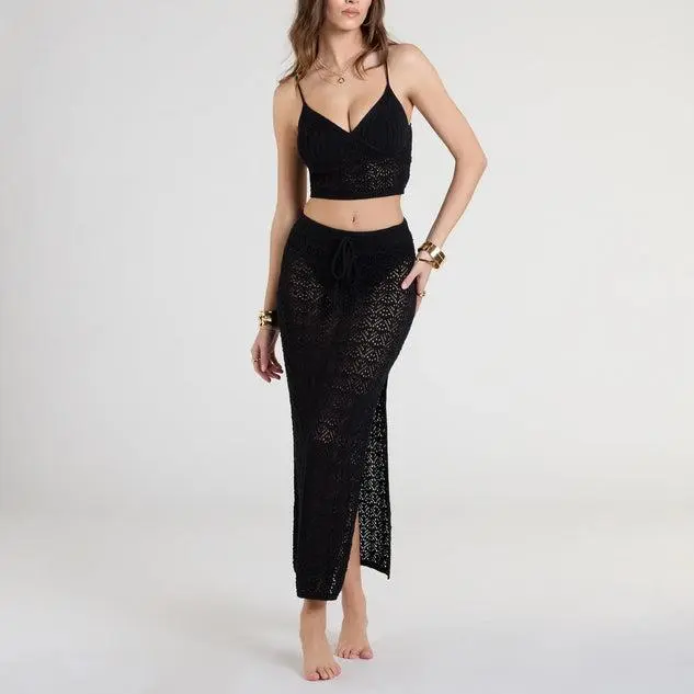 Clothing factory custom Bohemian Vibes Crochet women Knit long Skirt