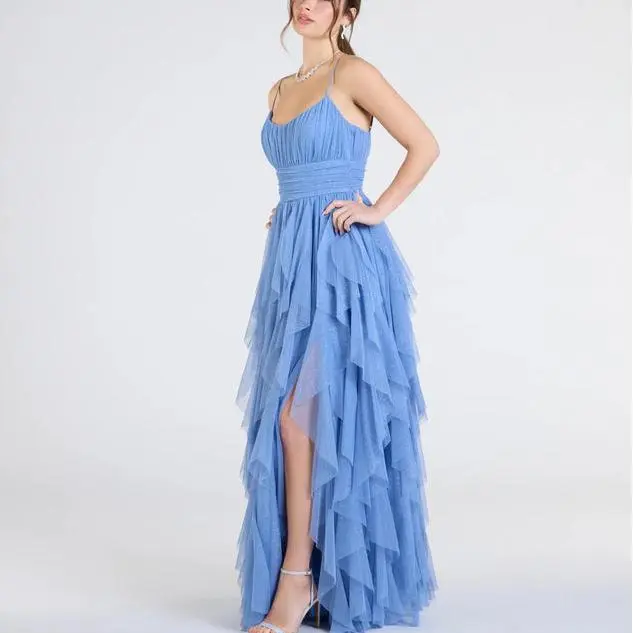 Ruffled Slit A-Line luxury dresses women .jpg