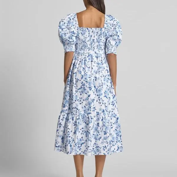 Custom carmen neck blue Midi dress (5).jpg