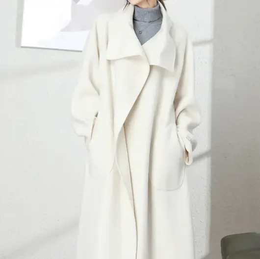 White Belted Wool - Blend Trench Coat