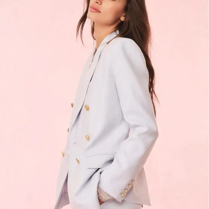 Factory custom women jacket Wool-Blend Double-Breasted Blazer .jpg