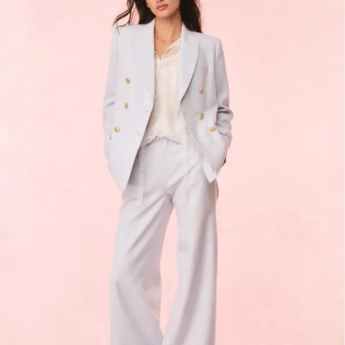 Factory custom women jacket Wool-Blend Double-Breasted Blazer