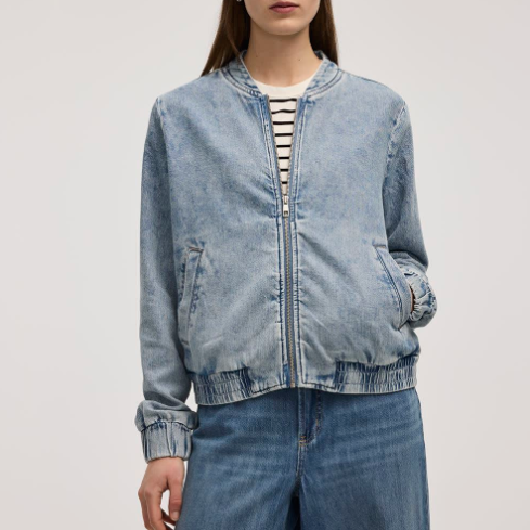 Light Blue Denim Bomber Jacket