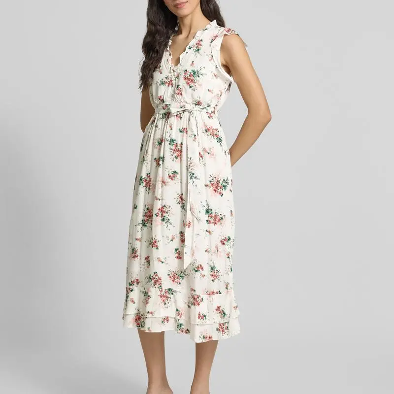 Custom  button closure off-white Viscose midi dress