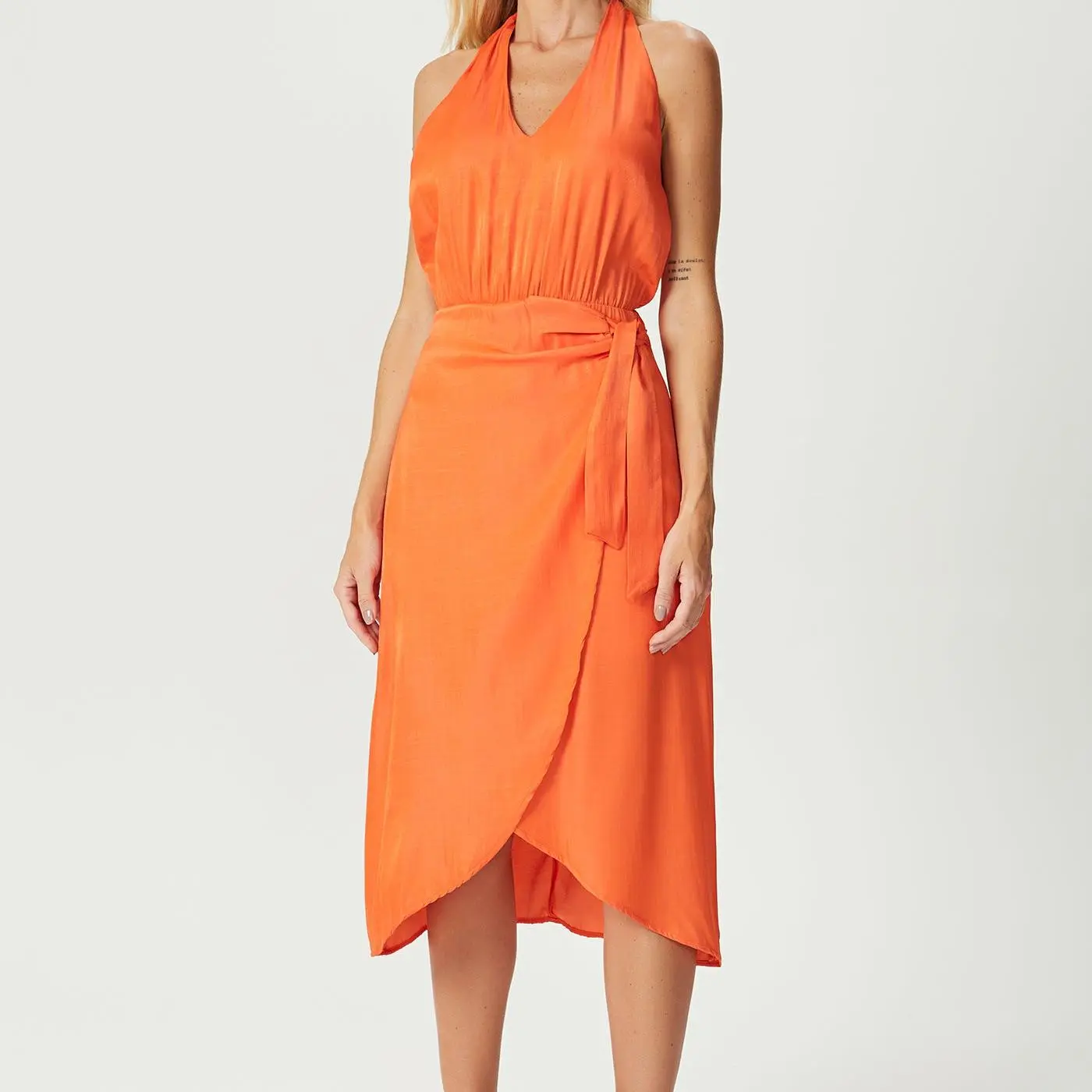 factory custom  satin wrap dress