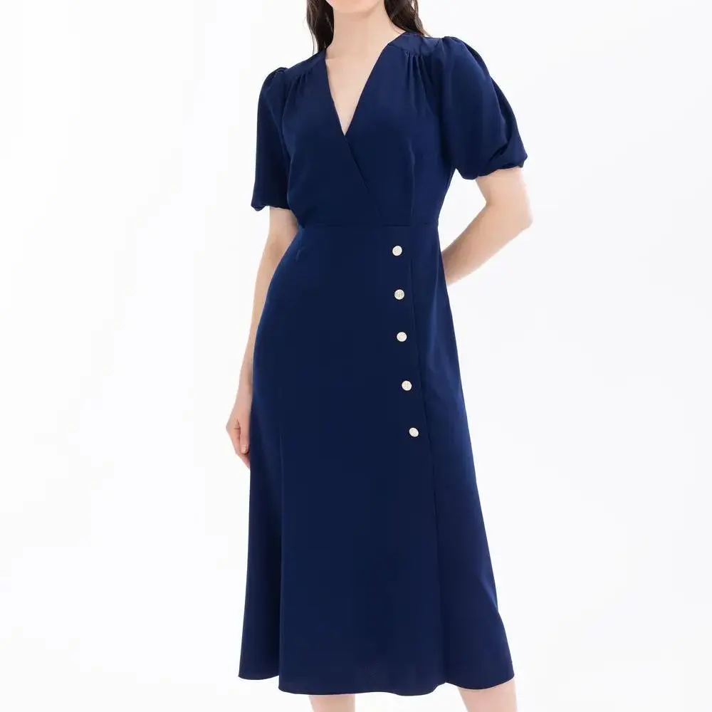 factory custom collar balloon sleeve dress