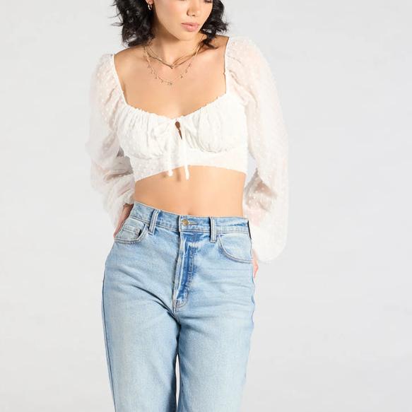 Women high quality Tie-Back Polka Dot Crop Top.jpg