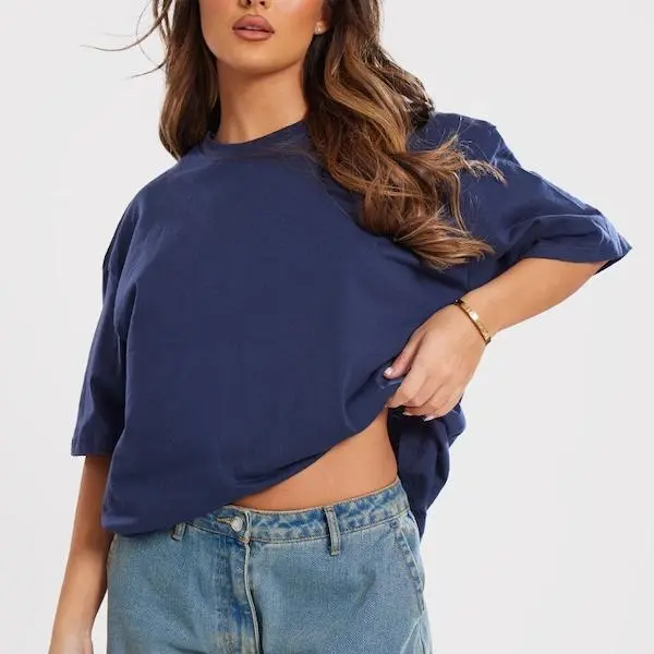 Custom women Dark Blue Boxy Oversized T Shirt.jpg