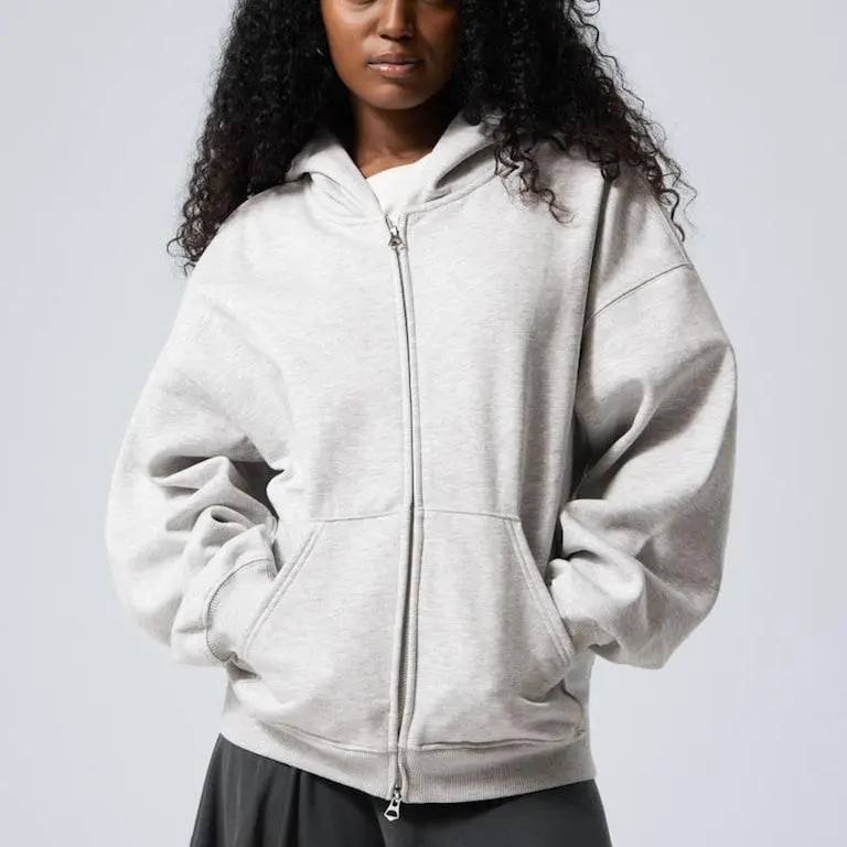 Custom Logo 100% Cotton Women Quality Zip up hoodie