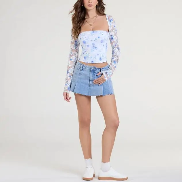 custom women Floral Lace wholesale women's blouses.jpg