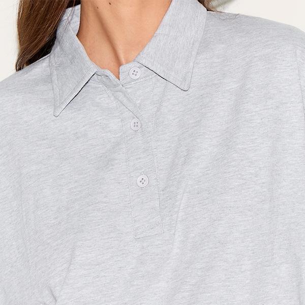 Factory custom women  Grey Oversized Collared T-shirt.jpg