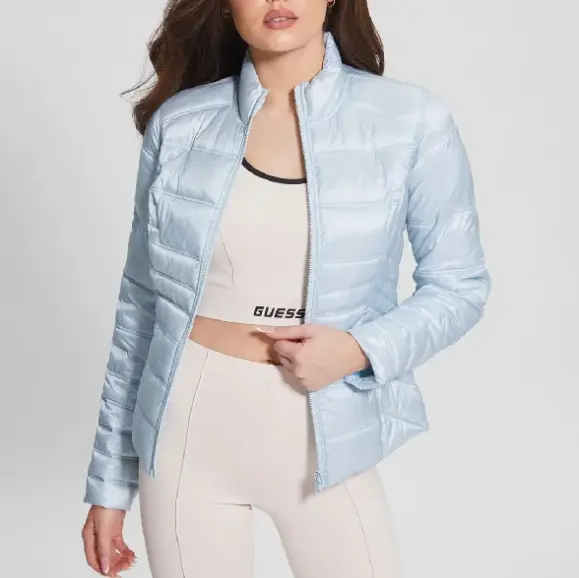Women's Light Blue Quilted Puffer Jacket