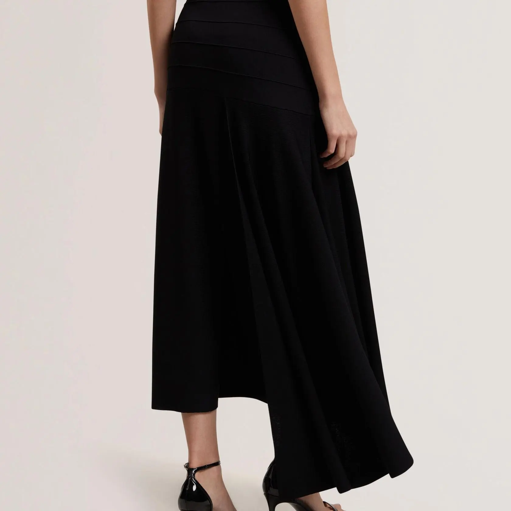 Asymmetric Waterfall Hem Knitted Midi Skirt (5).jpg