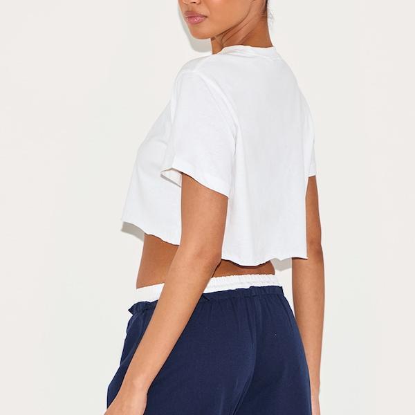 Factory custom women Cotton White Oversized Crop T-Shirt.jpg