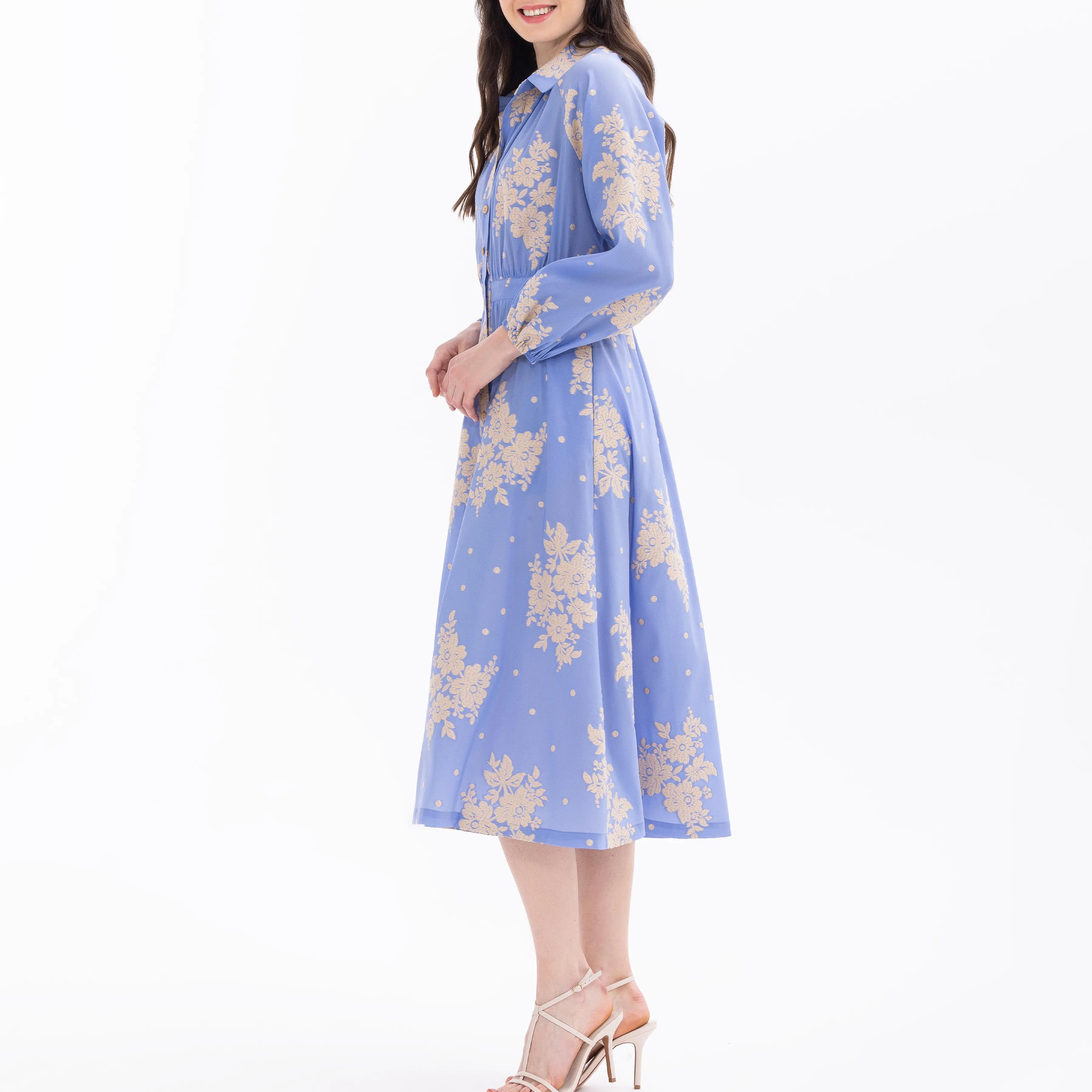 custom flower patterned buttoned dress