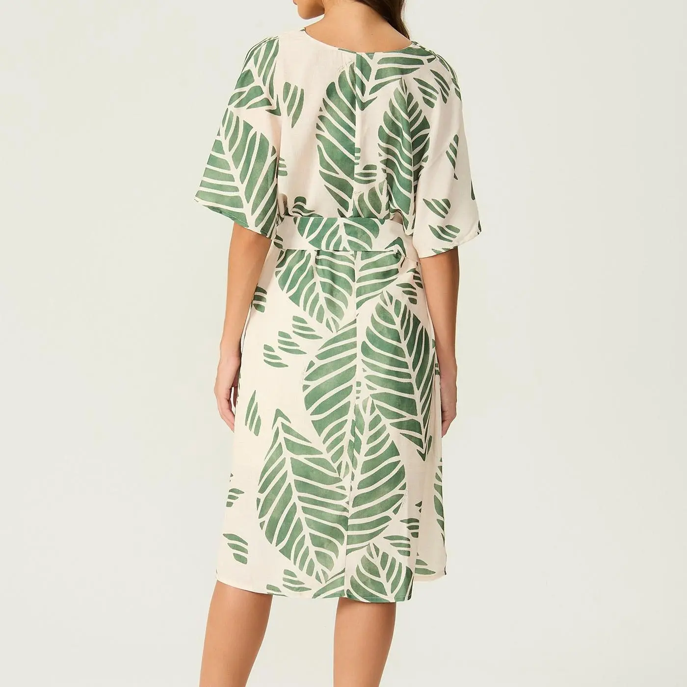 factory custom olive printed midi dress