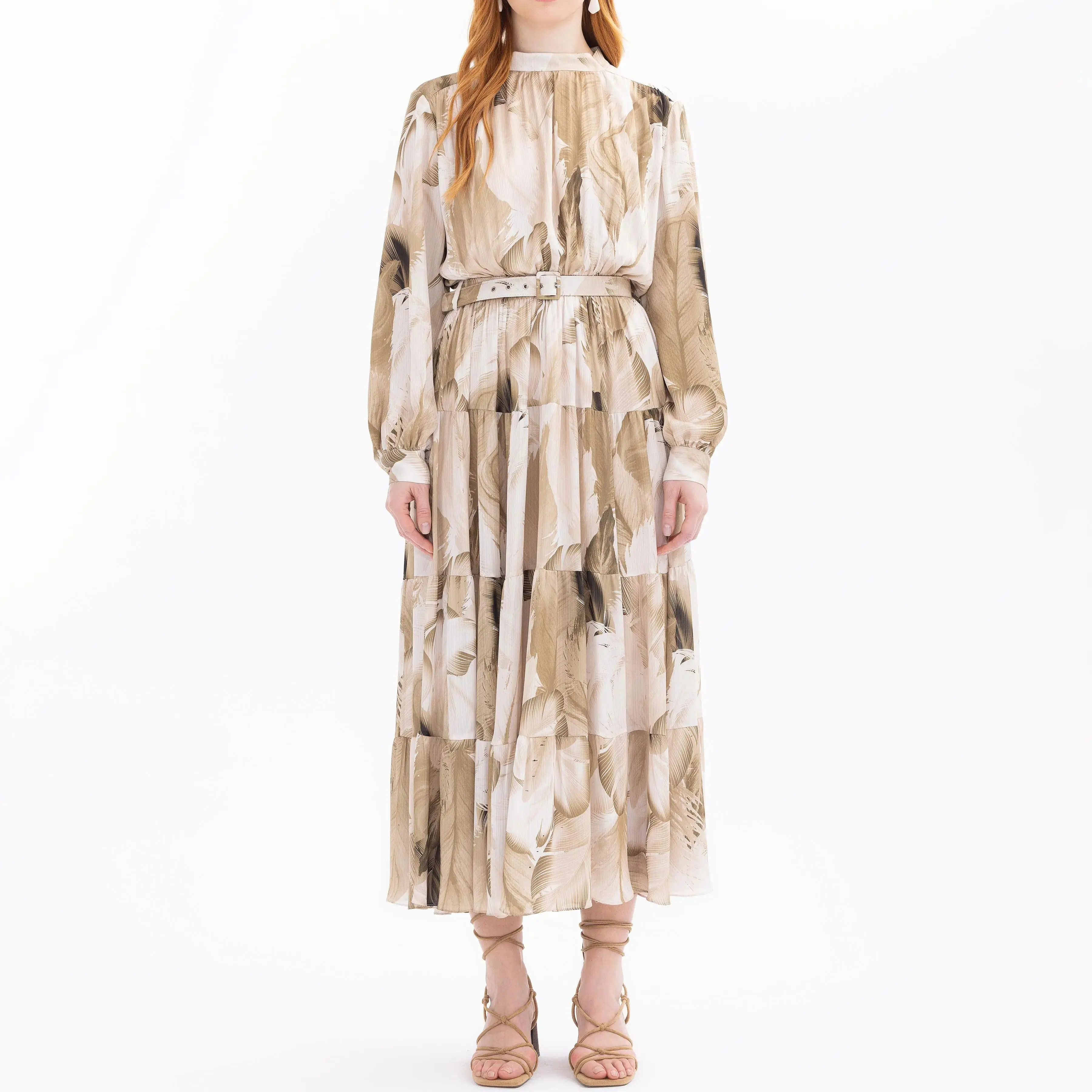 custom judge collar patterned belted dress3