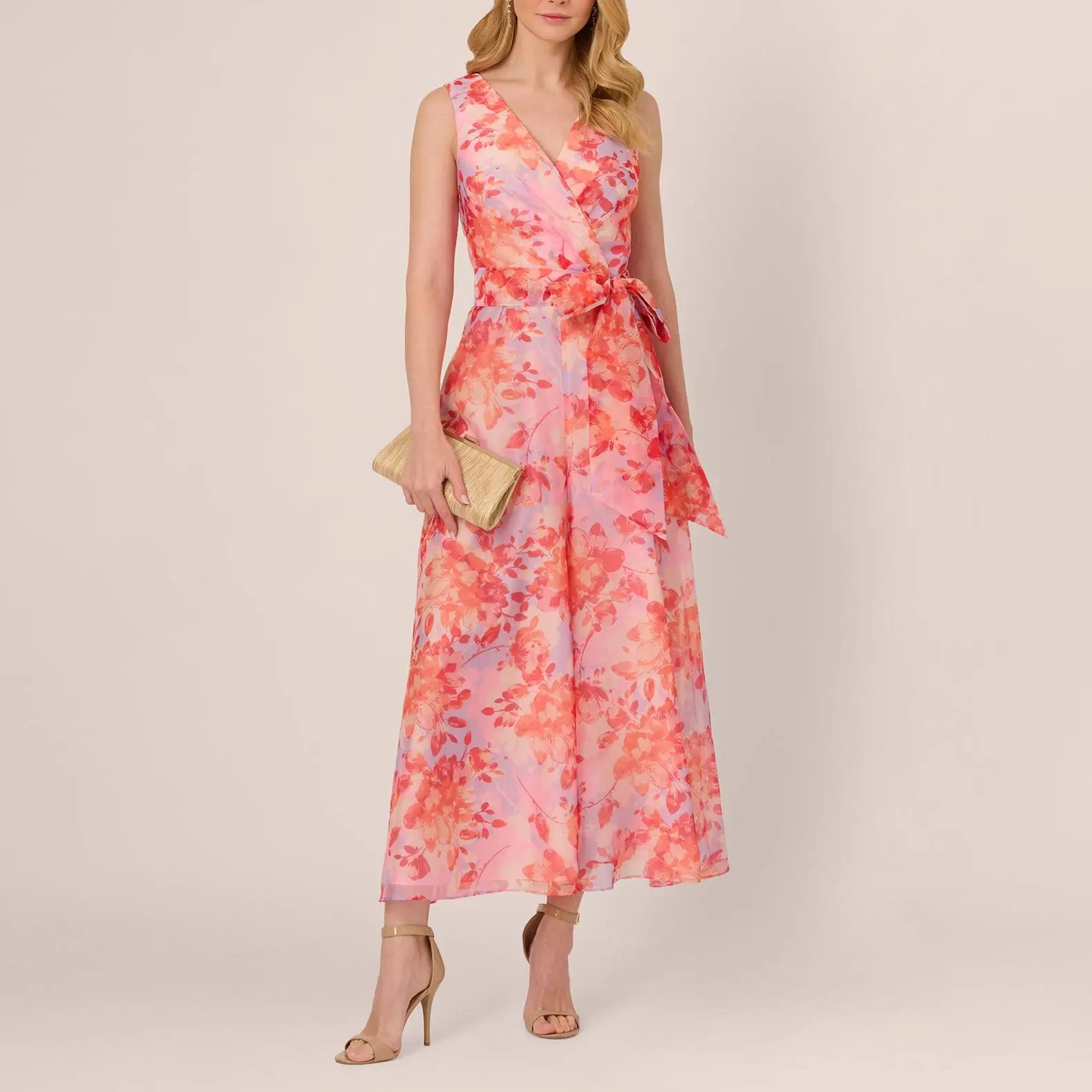 Custom Sleeveless Floral Organza Wide Leg Jumpsuit