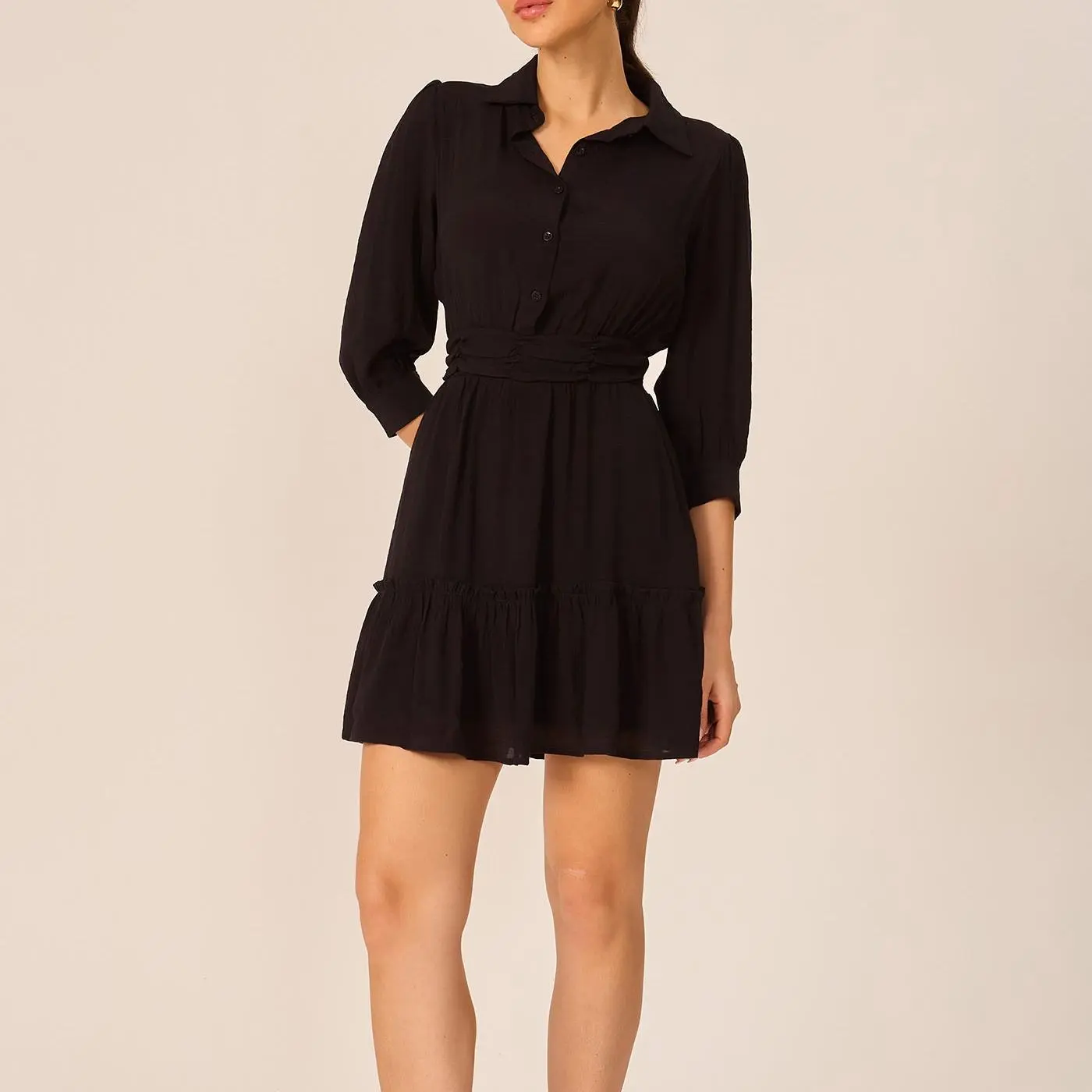 factory custom short 3/4 sleeve shirt dress