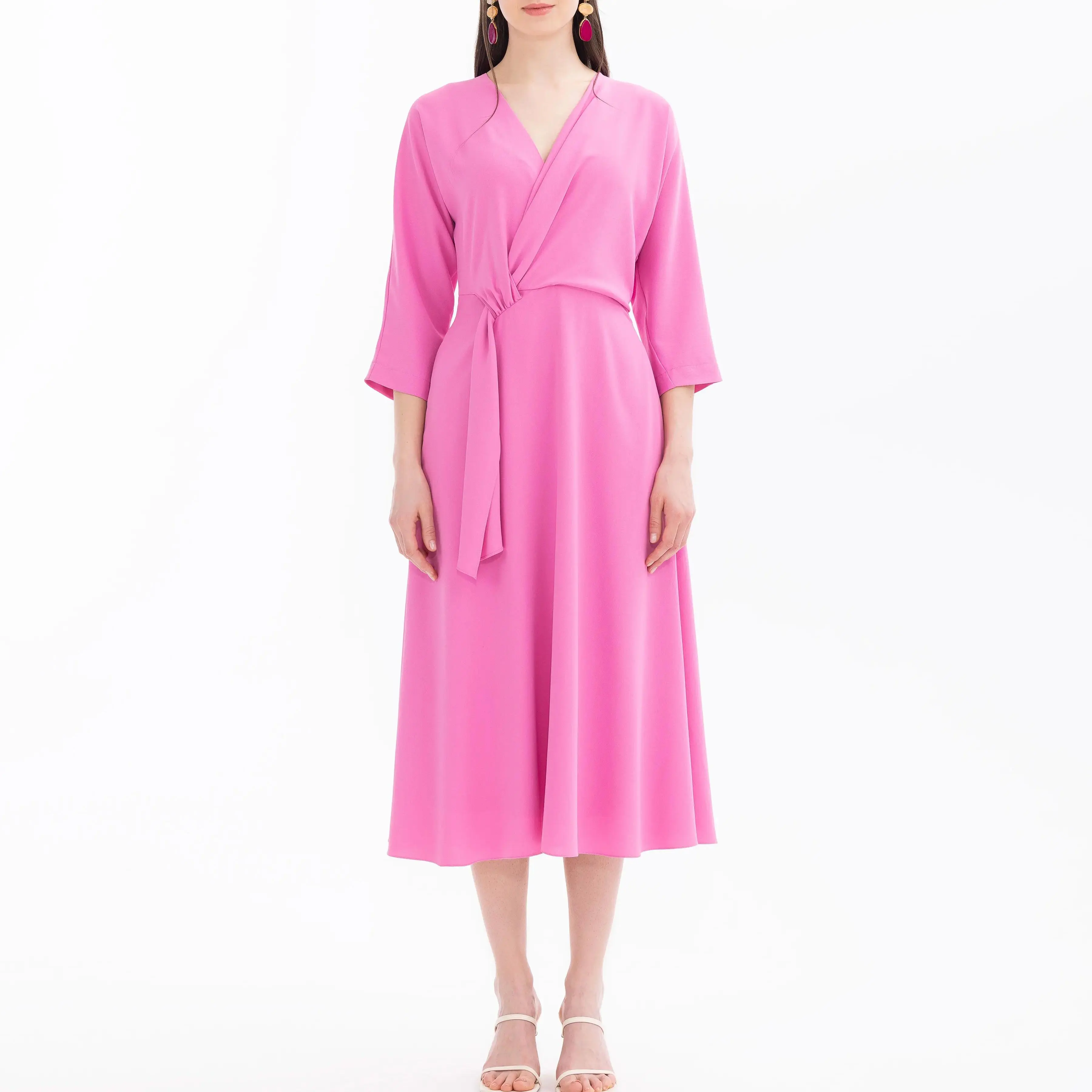 factory custom bat sleeve midi dress