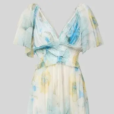 Custom Knee-length dress with V-neck in light blue (2).jpg