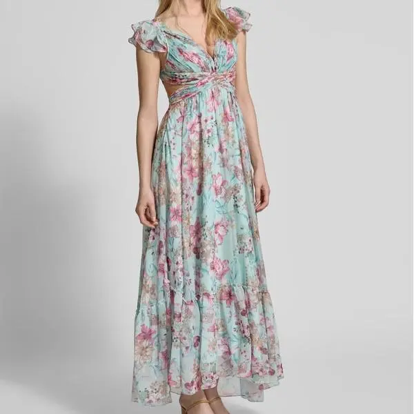 Custom pleated folds evening dress