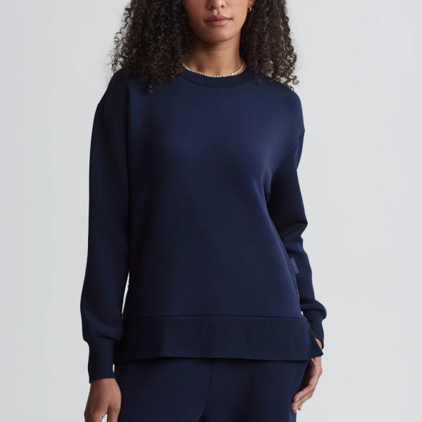 Navy Blue Crew - Neck Sweatshirt and Matching Pant Set