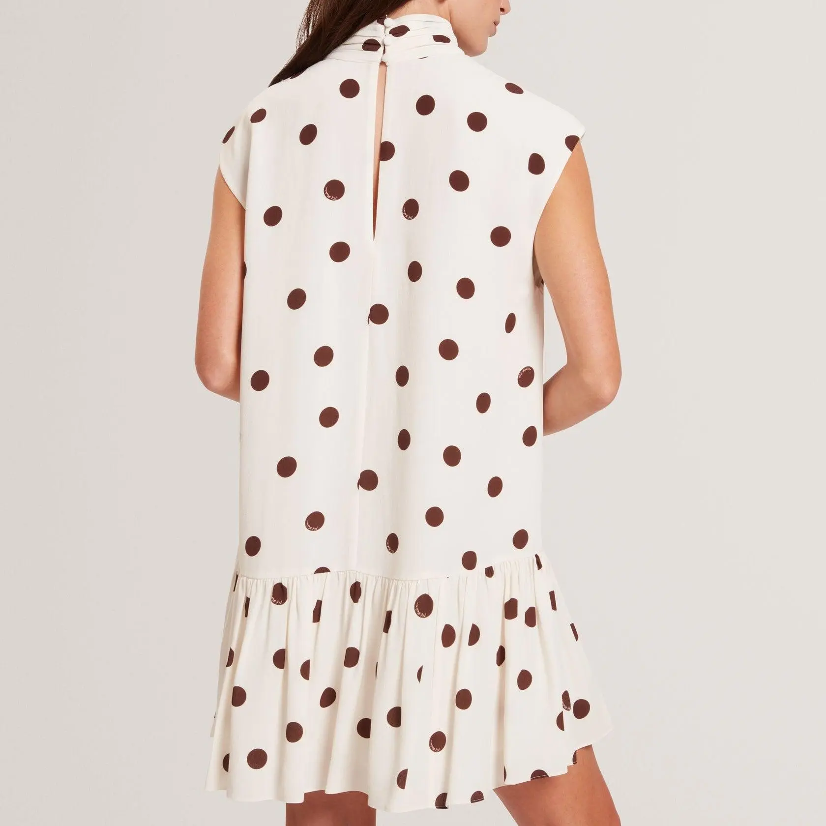 Custom Polka Dot Scarf Neck Mini Shift Dress (5).jpg