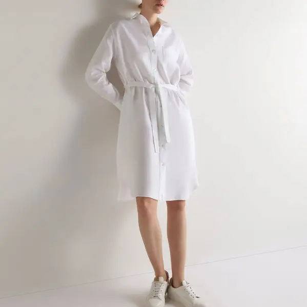 White Belted Shirtdress for Timeless Style