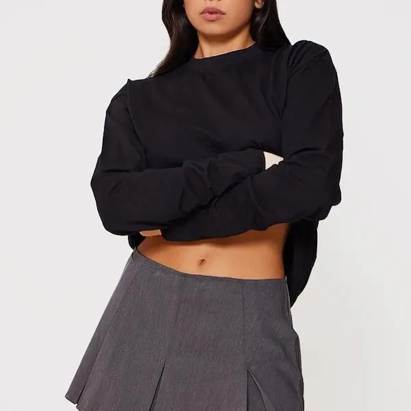 Factory custom women Cotton Black Oversized Long Sleeve T-Shirt.jpg
