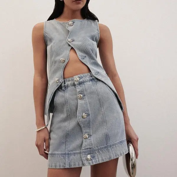 Clothing factory custom women DENIM MINI SKIRT