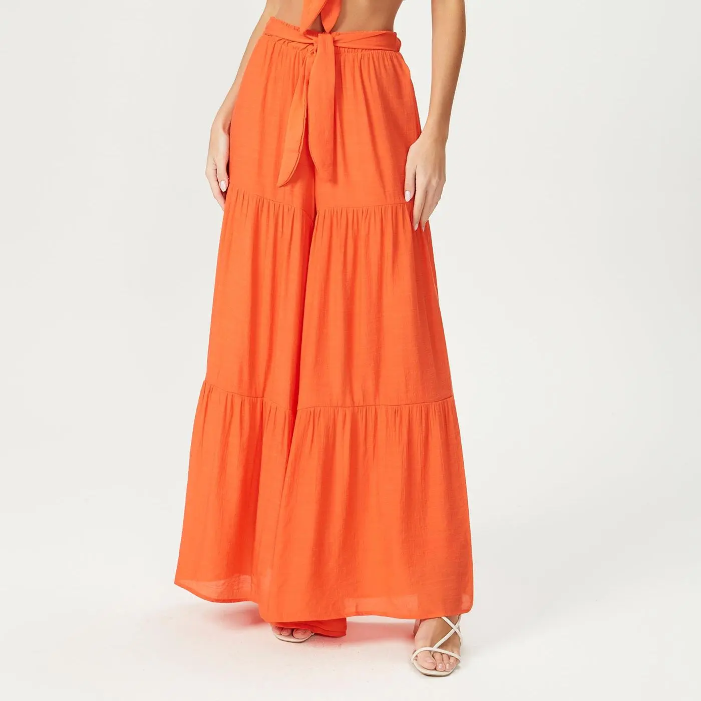 Custom Orange wide-leg pants