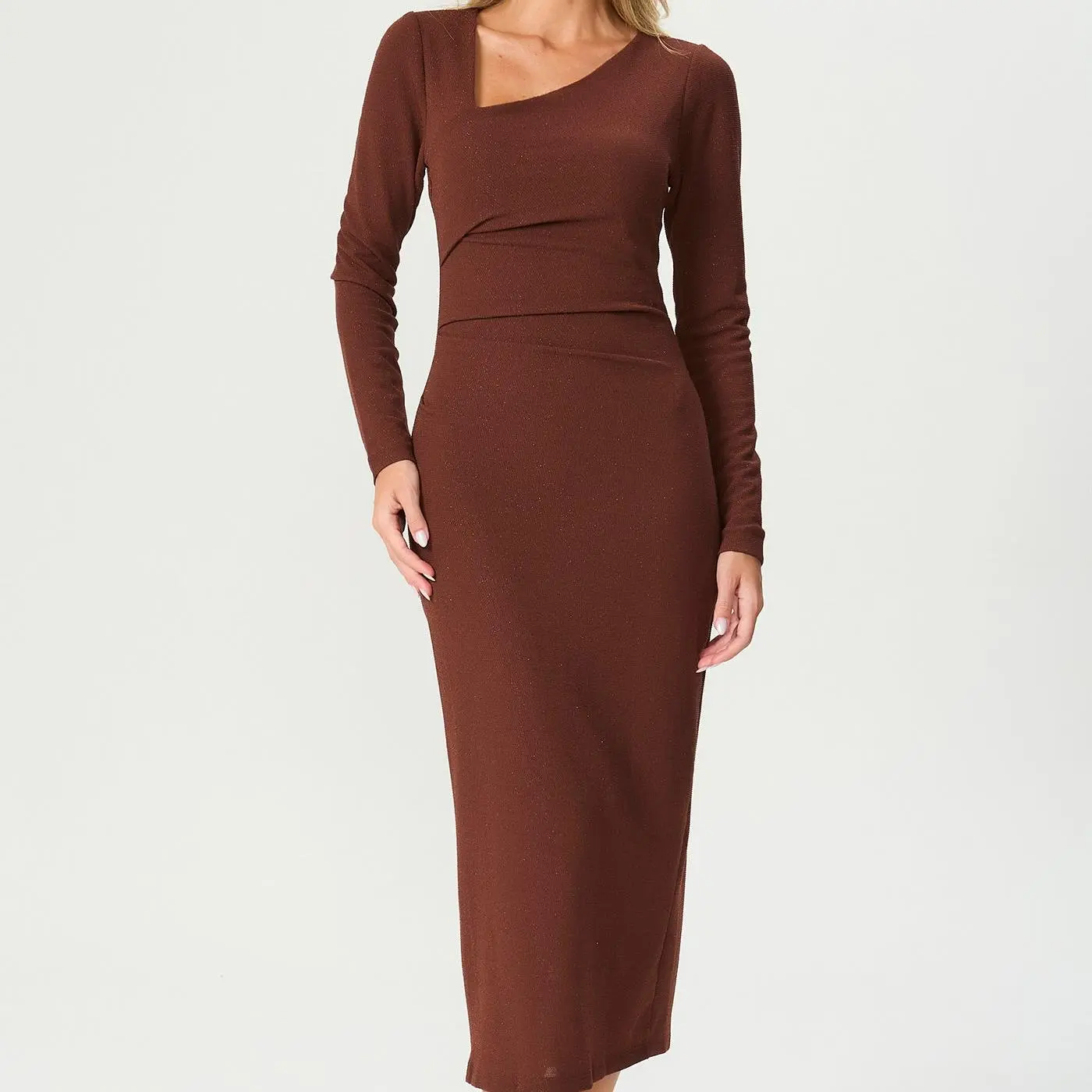 factory custom asymmetrical neckline dress