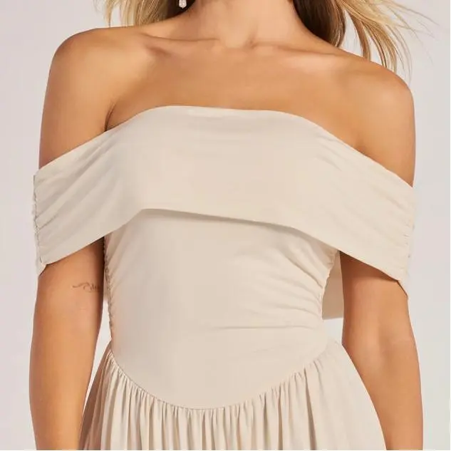 Off-The-Shoulder Pleated Maxi women's dresses.jpg