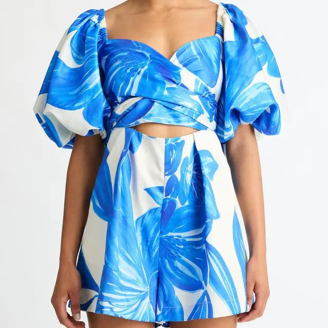 Factory New Style ballon sleeves Jumpsuits Causal Elegant Women's Printed Bodysuits .jpg