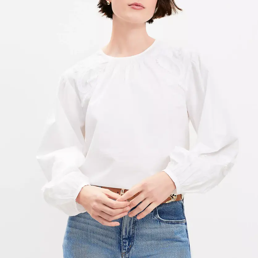 Custom Lace Poplin Tie Back Blouse