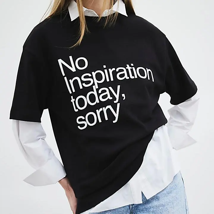 Custom Black No Inspiration Today T-Shirt