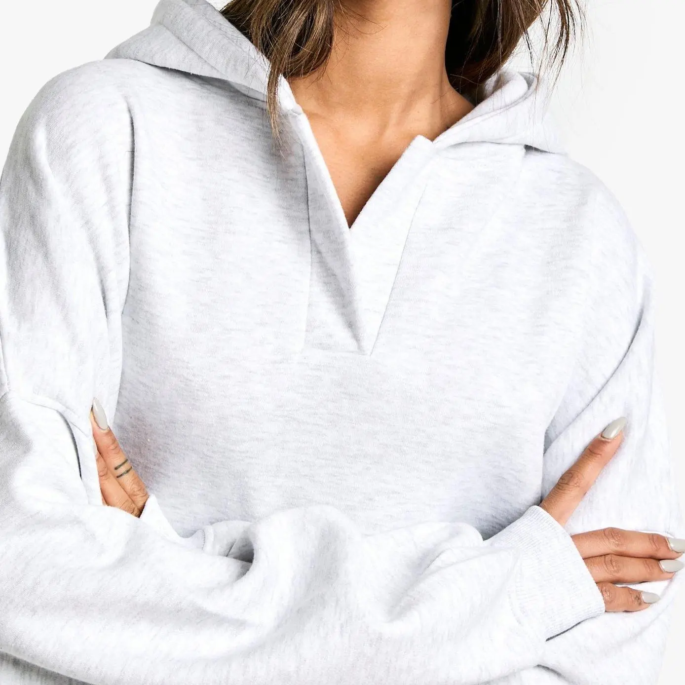 Custom Notch Neck Balloon Sleeve Oversized Hoodie
