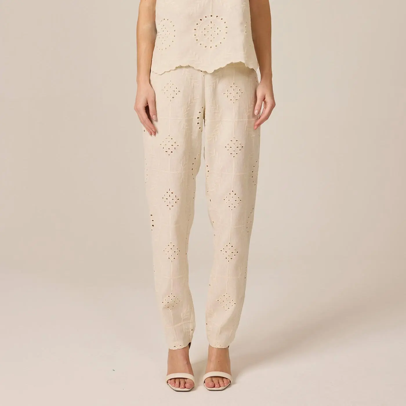 Custom Natural embroidered linen pants Basic Suit