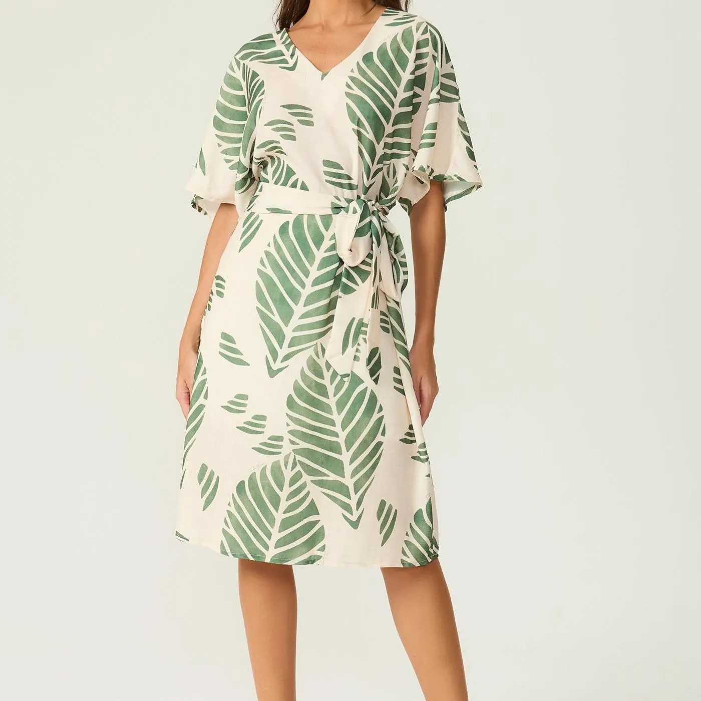 factory custom olive printed midi dress